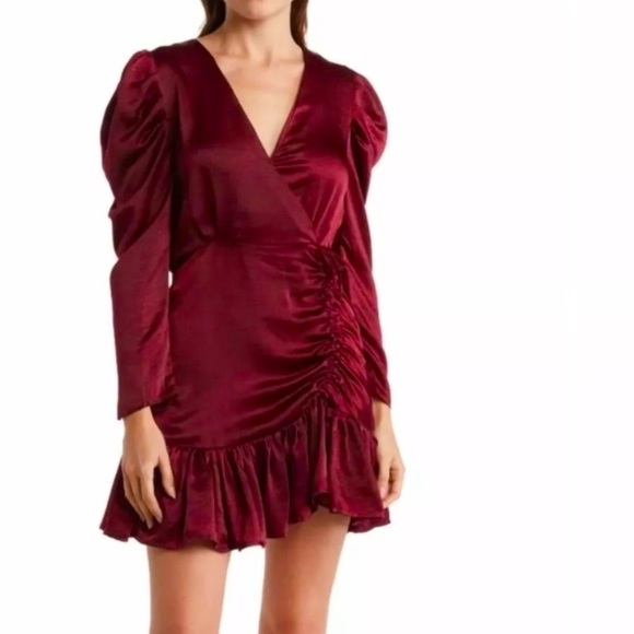 Elegant Burgundy Wrap Steve Madden Dress - Picture 1 of 7
